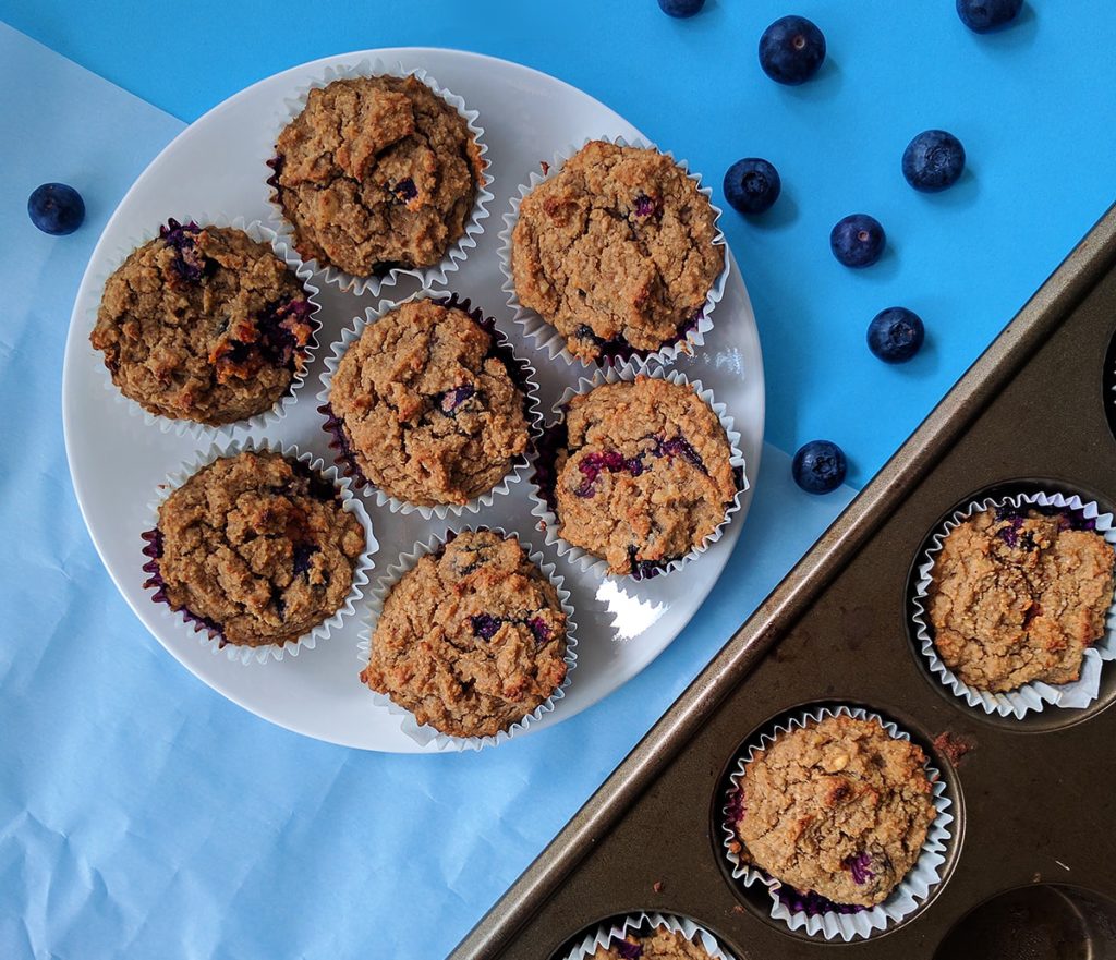 sugar free vegan lemon blueberry muffins