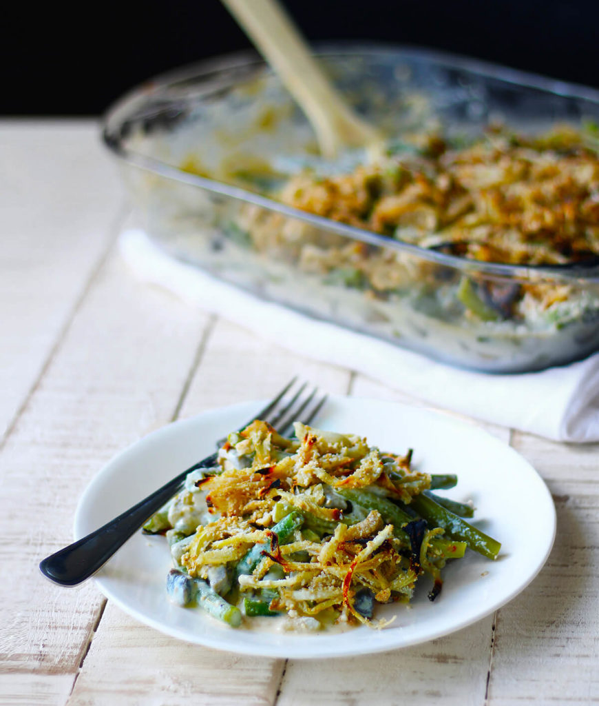 healthy vegan green bean casserole | spartanlifeblog.com