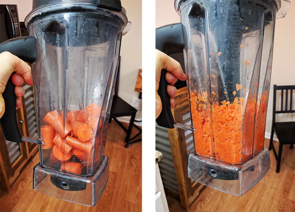 savory lentils chop carrots in blender