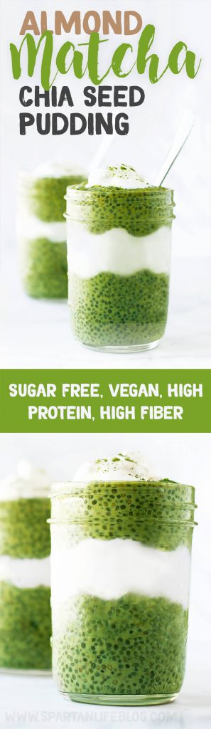 Sugar Free Matcha Chia Seed Pudding Cups | spartanlifeblog.com